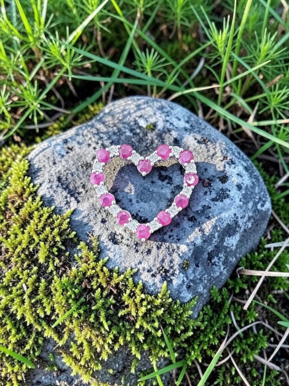 Sterling Silver Ruby Effy Heart Pendant